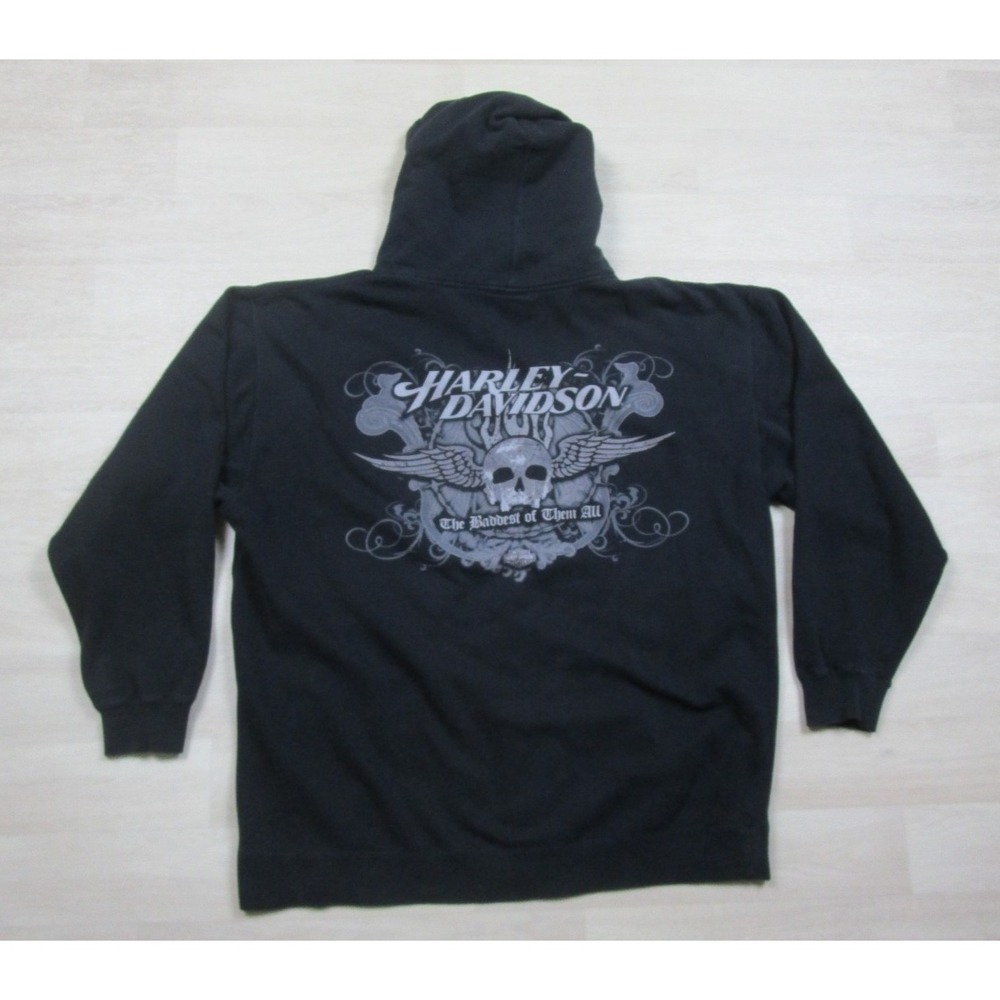 Harley-Davidson‎ Full Zip Hoodie Sweatshirt Men's (XL) Motorcycles Las Vegas Y2K